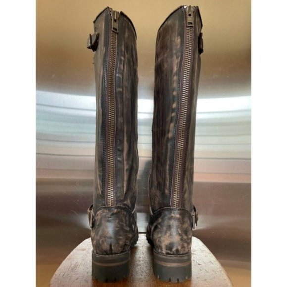 Freebird by Steven Bettle Battle Brown Distressed Leather Engineer Boot 7 - Picture 8 of 15